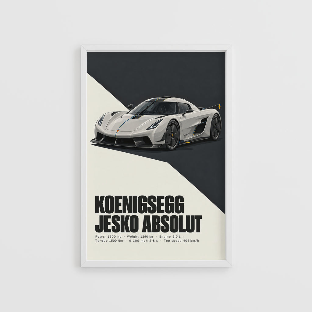 Vintage Koenigsegg Jesko Absolut Print, Car Art