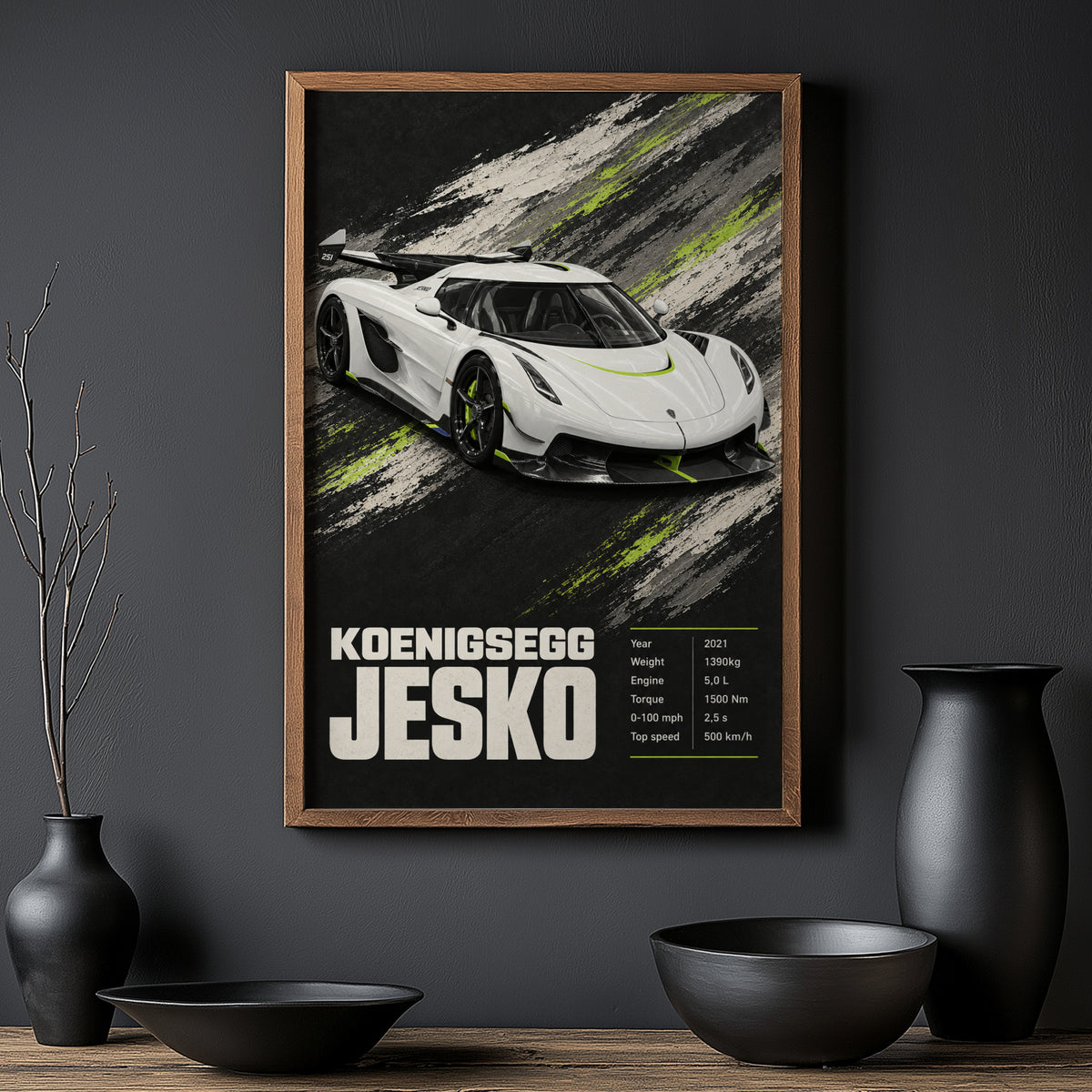 Vintage Koenigsegg Jesko Print, Hypercar Wall Art