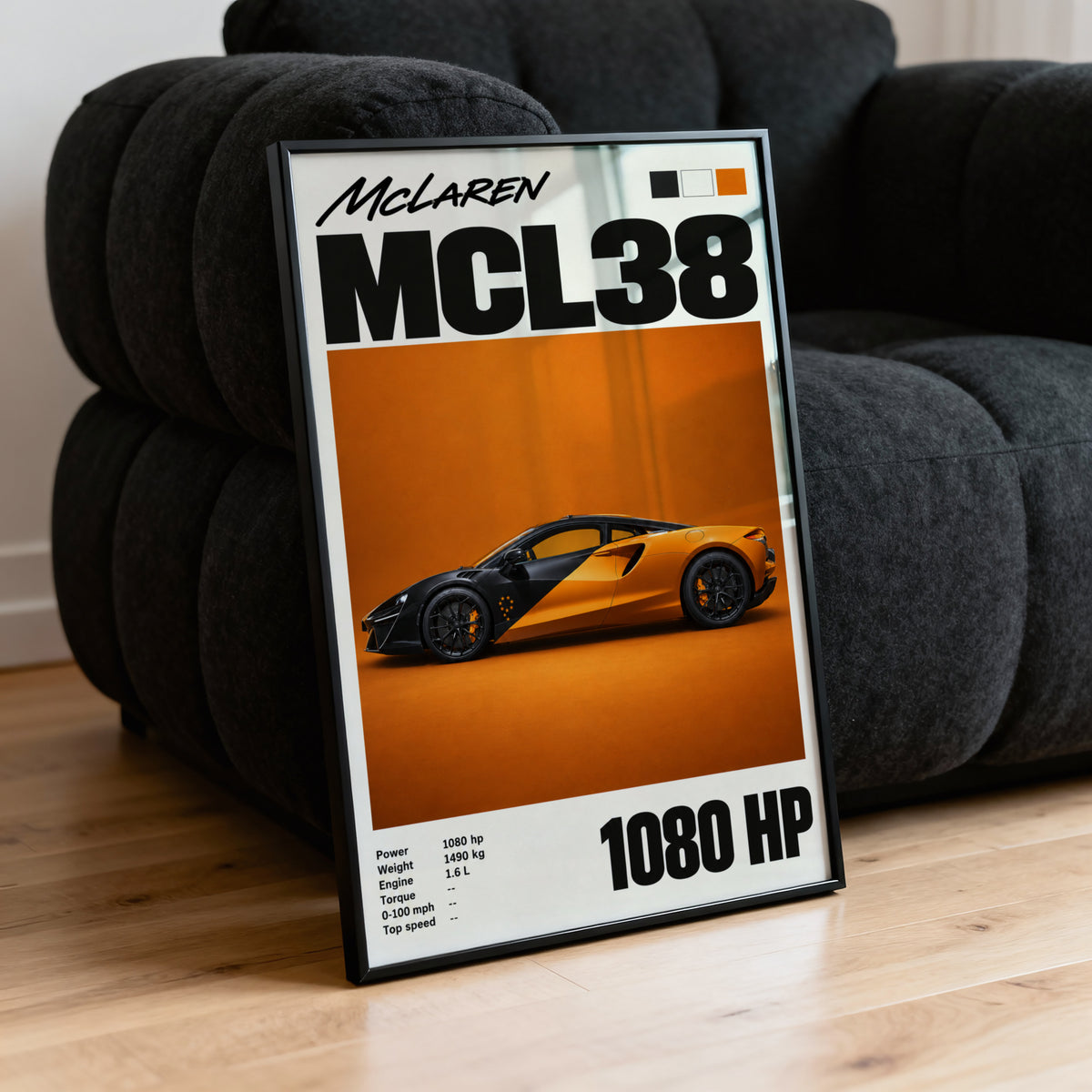 Vintage McLaren MCL38 Print, Supercar Wall Art