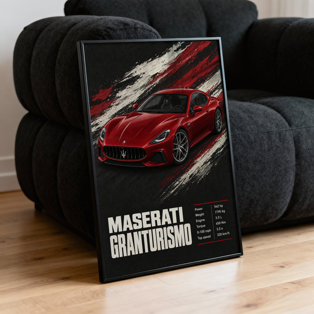 Vintage Maserati GranTurismo Print, Car Wall Art