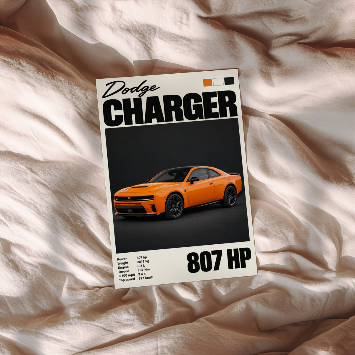 Vintage Dodge Charger Print, Muscle Car Wall Art