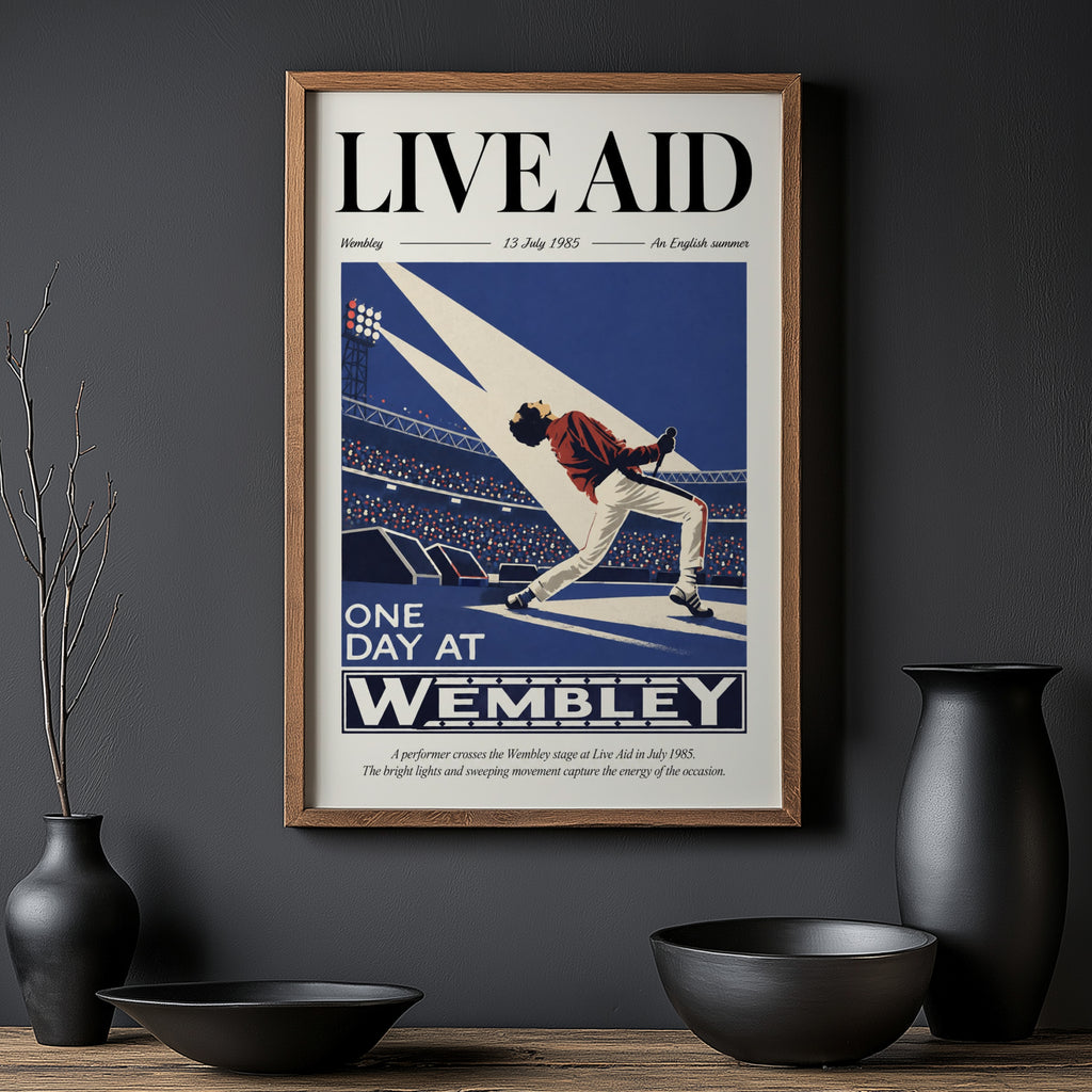 Vintage Wembley Poster, Live Aid 1985 Print, Wall Art