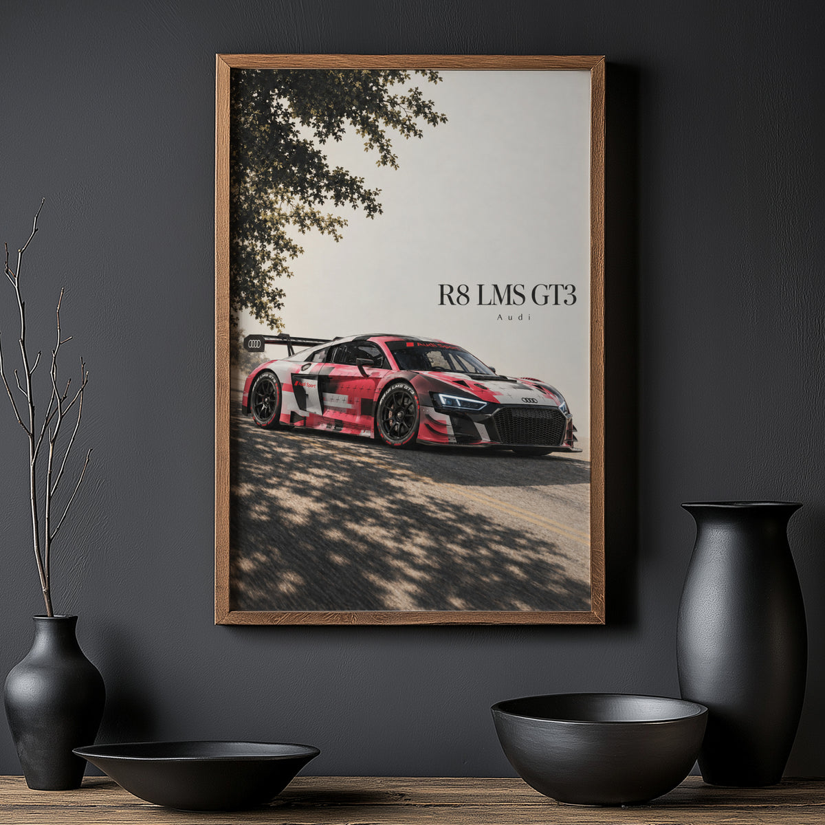 Vintage Audi R8 LMS GT3 Print, Race Car Poster