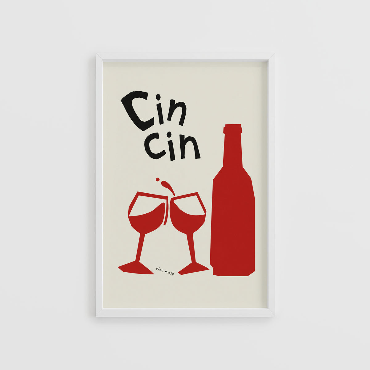 Vintage Cin Cin Red Wine Print Poster, Kitchen Wall Art