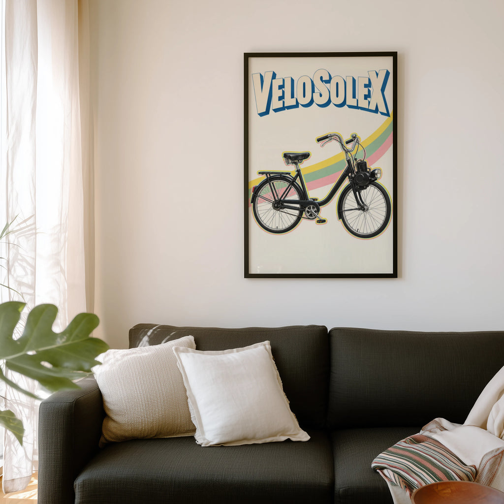 Vintage Velosolex Poster, Moped Wall Art, Cycling Print