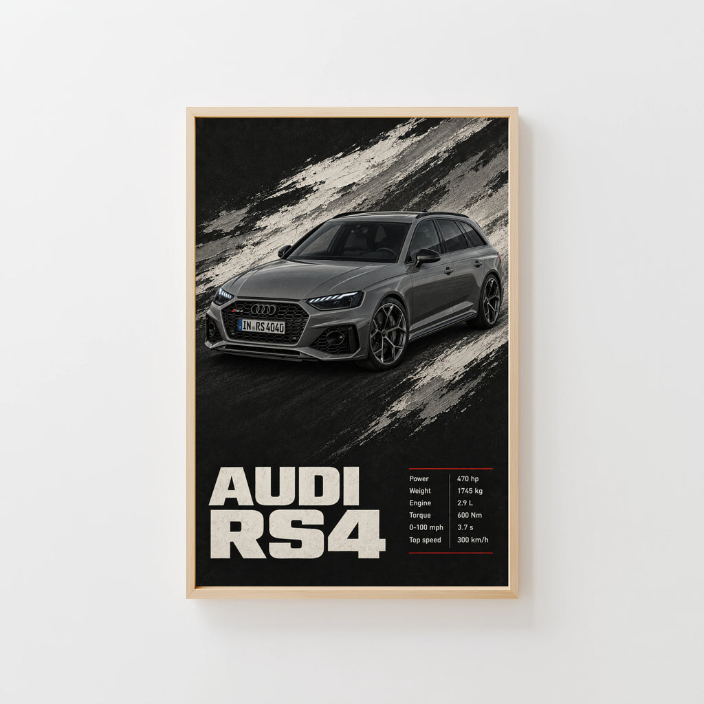 Vintage Audi RS4 Avant Print, Car Wall Art