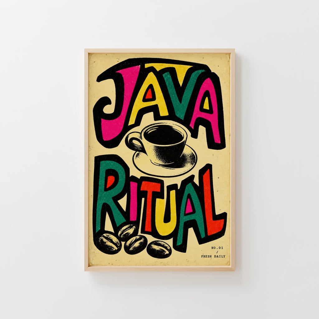 Vintage Java Ritual Coffee Print and Poster, Kitchen Art