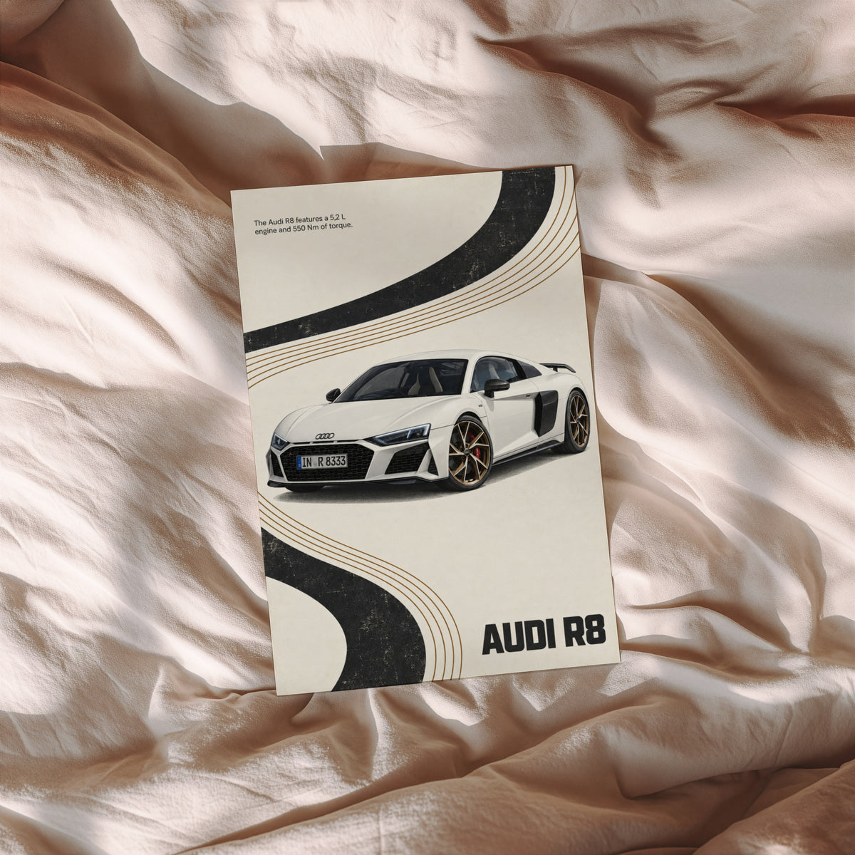 Vintage Audi R8 Print, Car Poster, Supercar Wall Art