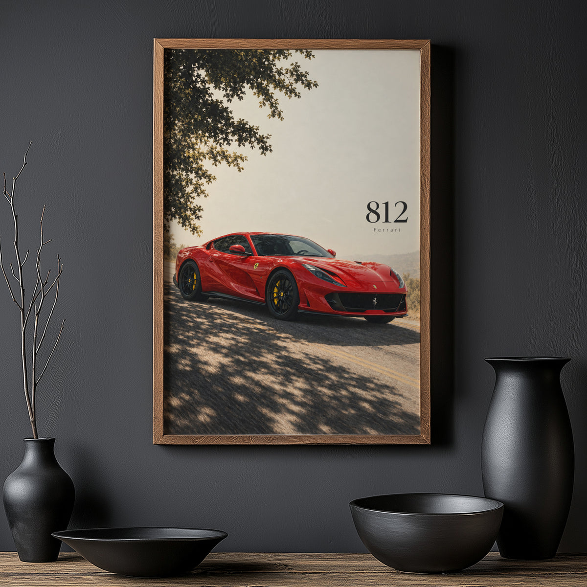 Vintage Ferrari 812 Print, Red Supercar Wall Art