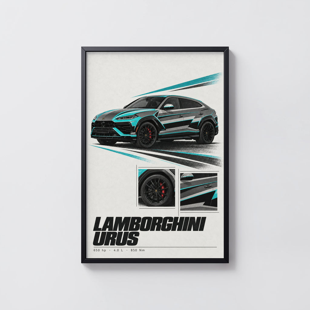 Vintage Lamborghini Urus Print, Car Wall Art
