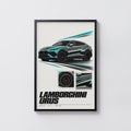 Vintage Lamborghini Urus Print, Car Wall Art