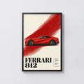 Vintage Ferrari 812 Print, Red Supercar Wall Art