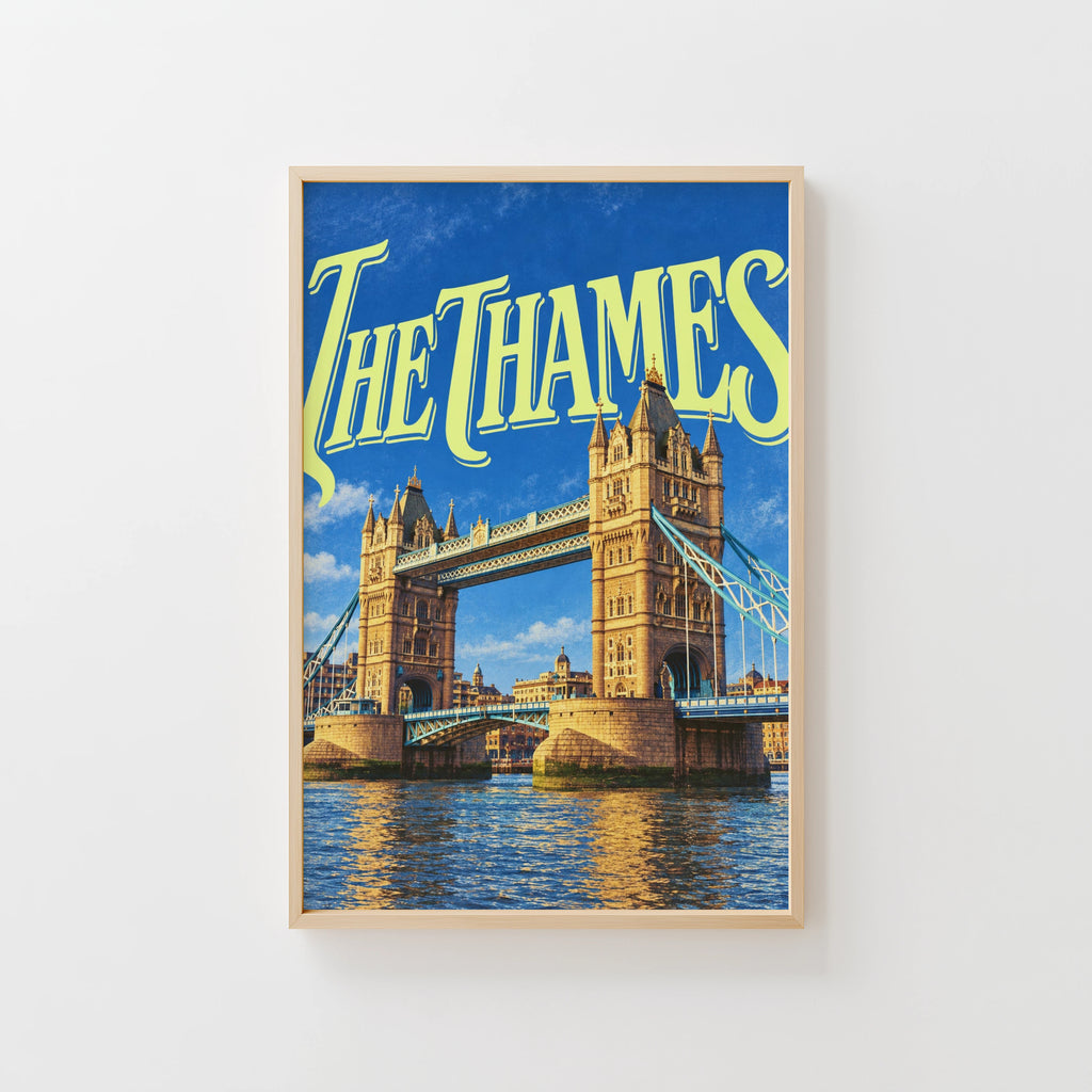 Vintage Tower Bridge Poster, London Wall Art, Thames Print