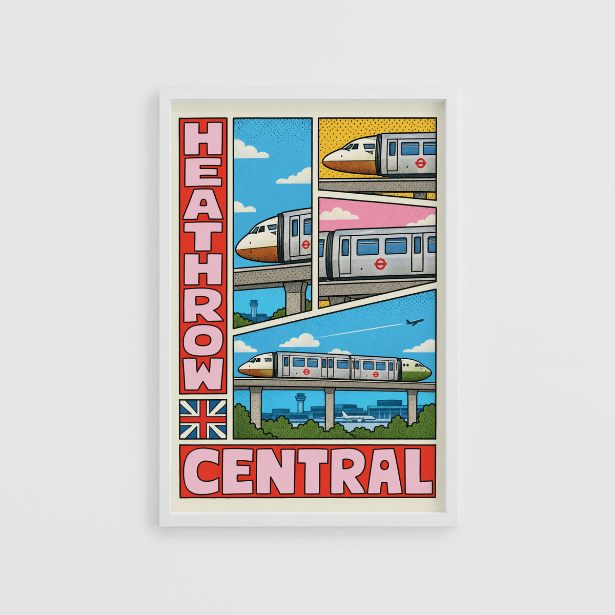 Vintage Heathrow Central Poster, London Tube Wall Art