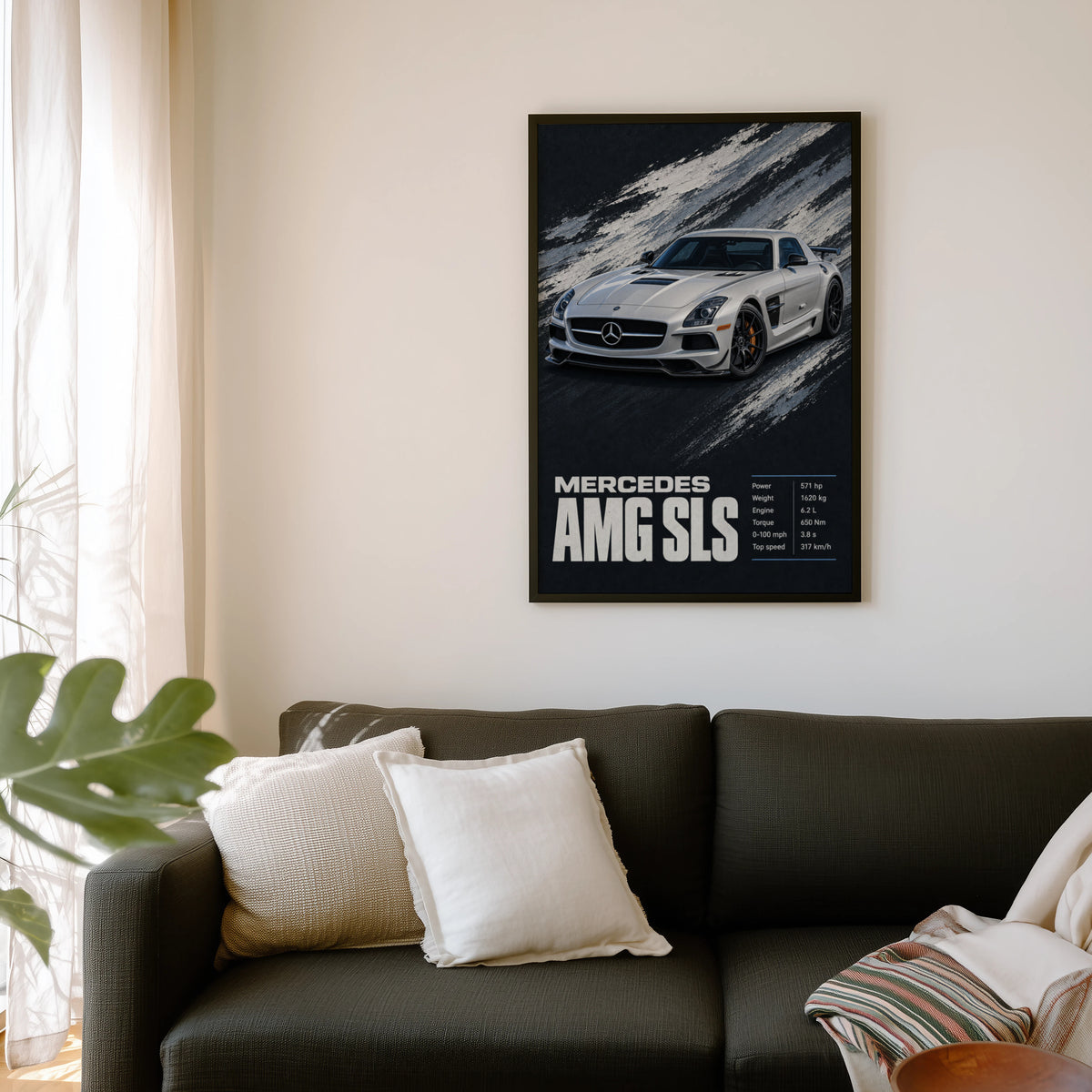 Vintage Mercedes AMG SLS Car Print, Supercar Poster