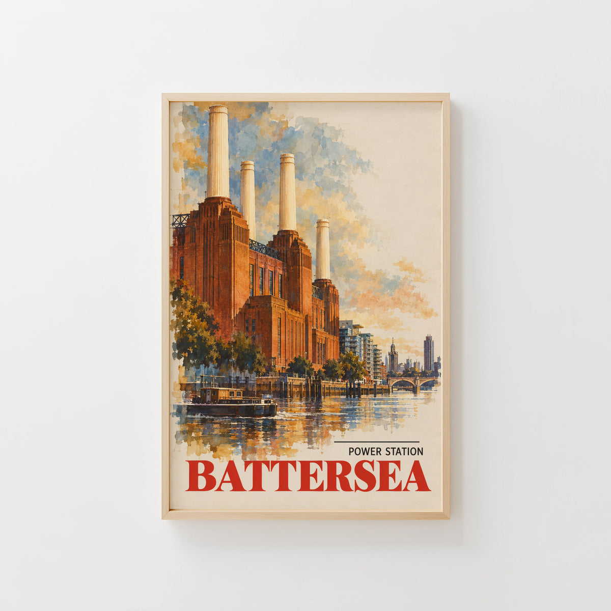 Vintage Battersea Power Station Poster, London Wall Art