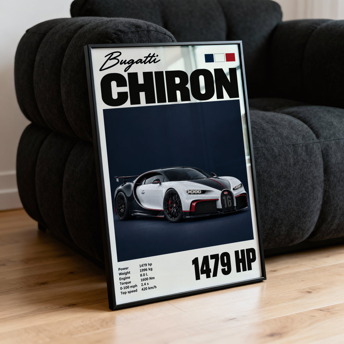Vintage Bugatti Chiron Print, Supercar Wall Art
