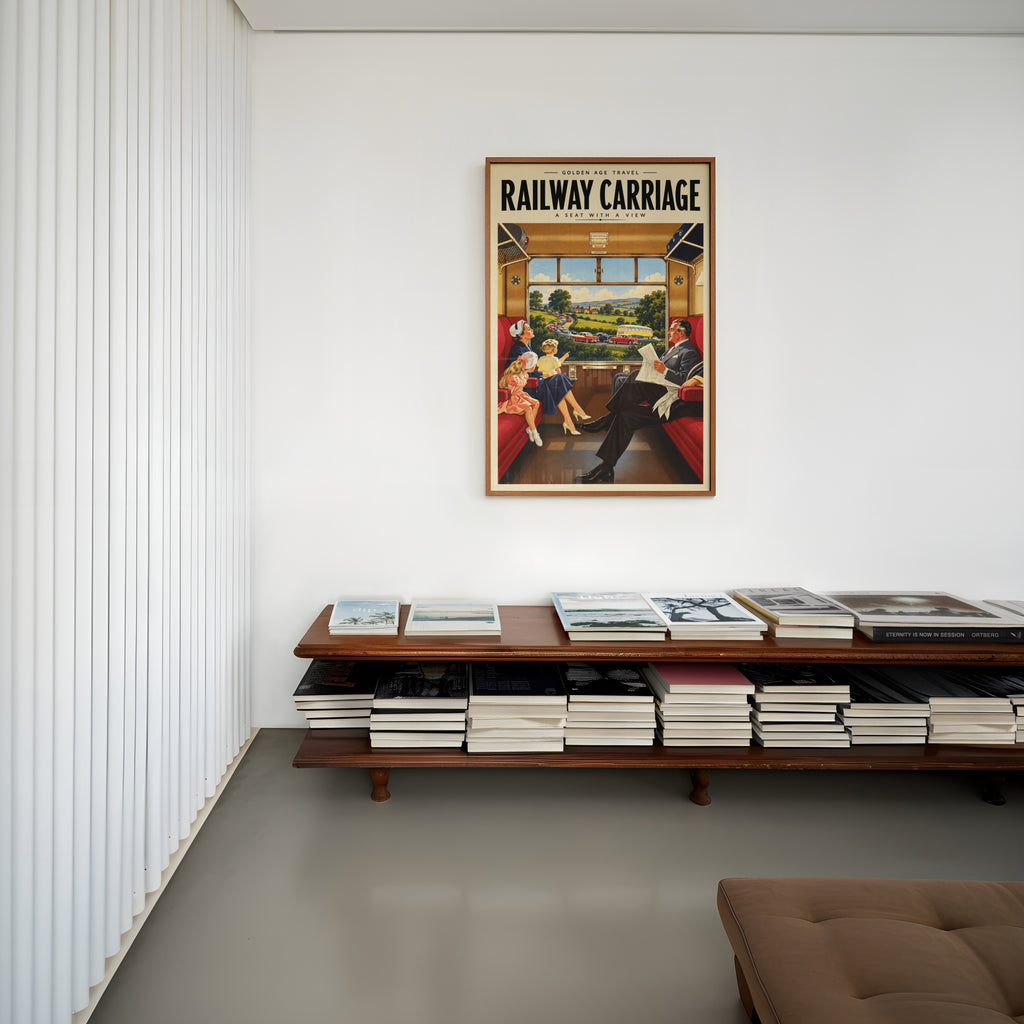 Vintage Railway Carriage Print Poster, Train Wall Art