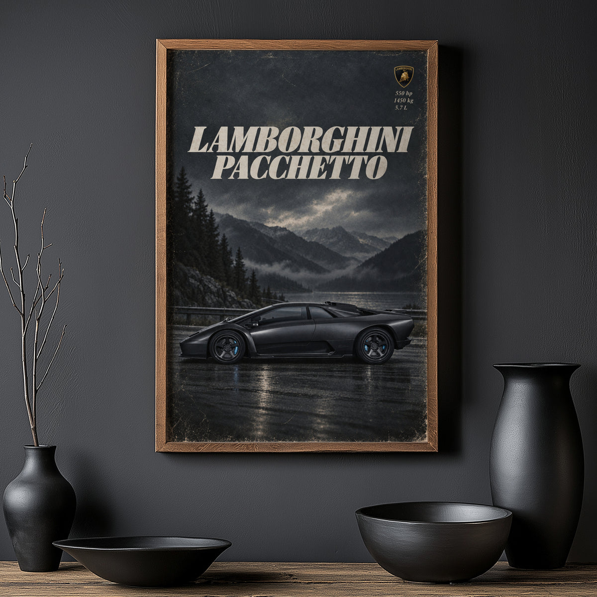 Vintage Lamborghini Pacchetto Print, Supercar Wall