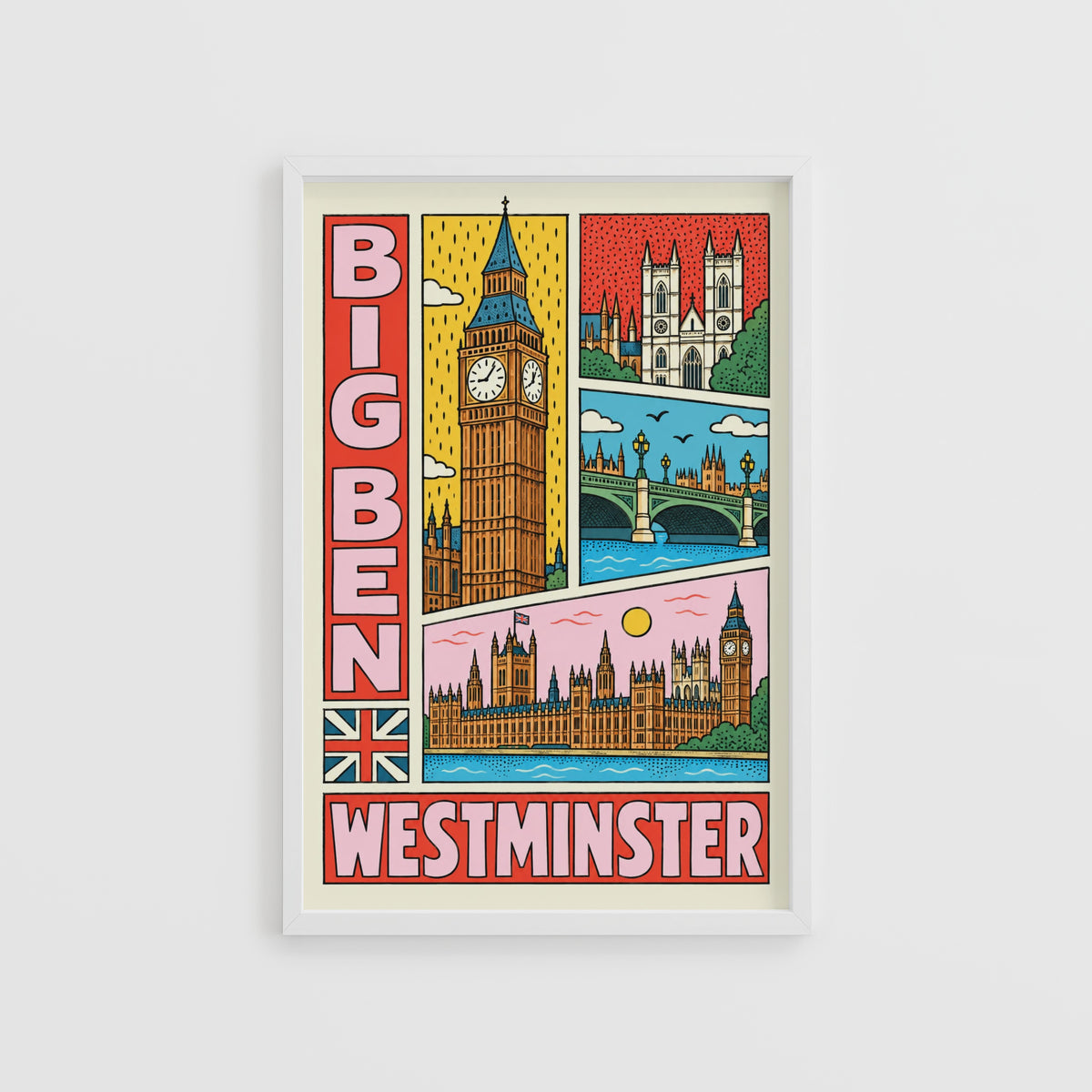 Vintage Big Ben Westminster Poster, London Wall Art Print