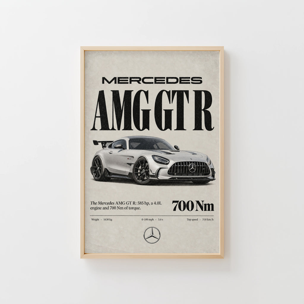 Vintage Mercedes AMG GT R Print, Car Poster, Wall Art