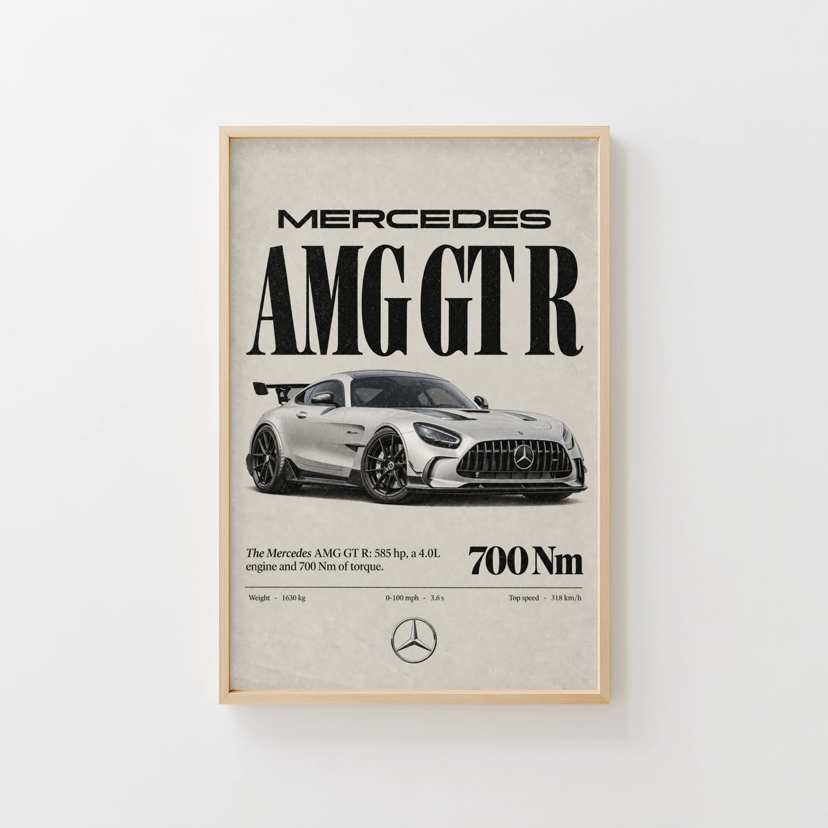 Vintage Mercedes AMG GT R Print, Car Poster, Wall Art