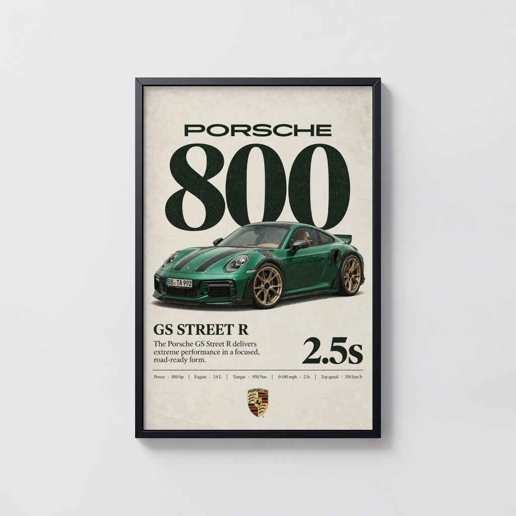 Vintage Porsche GS Street R Print, Car Wall Art