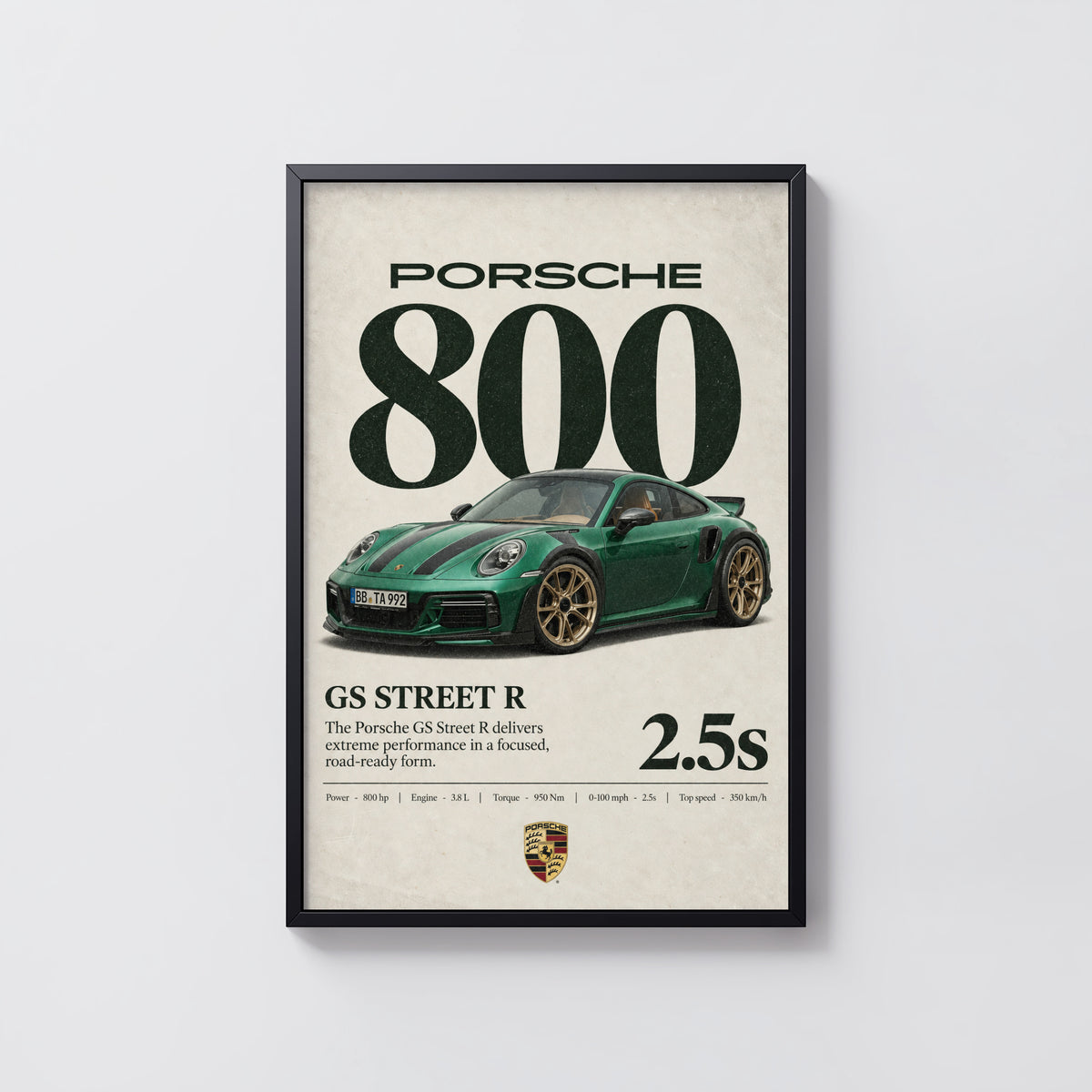 Vintage Porsche GS Street R Print, Car Wall Art
