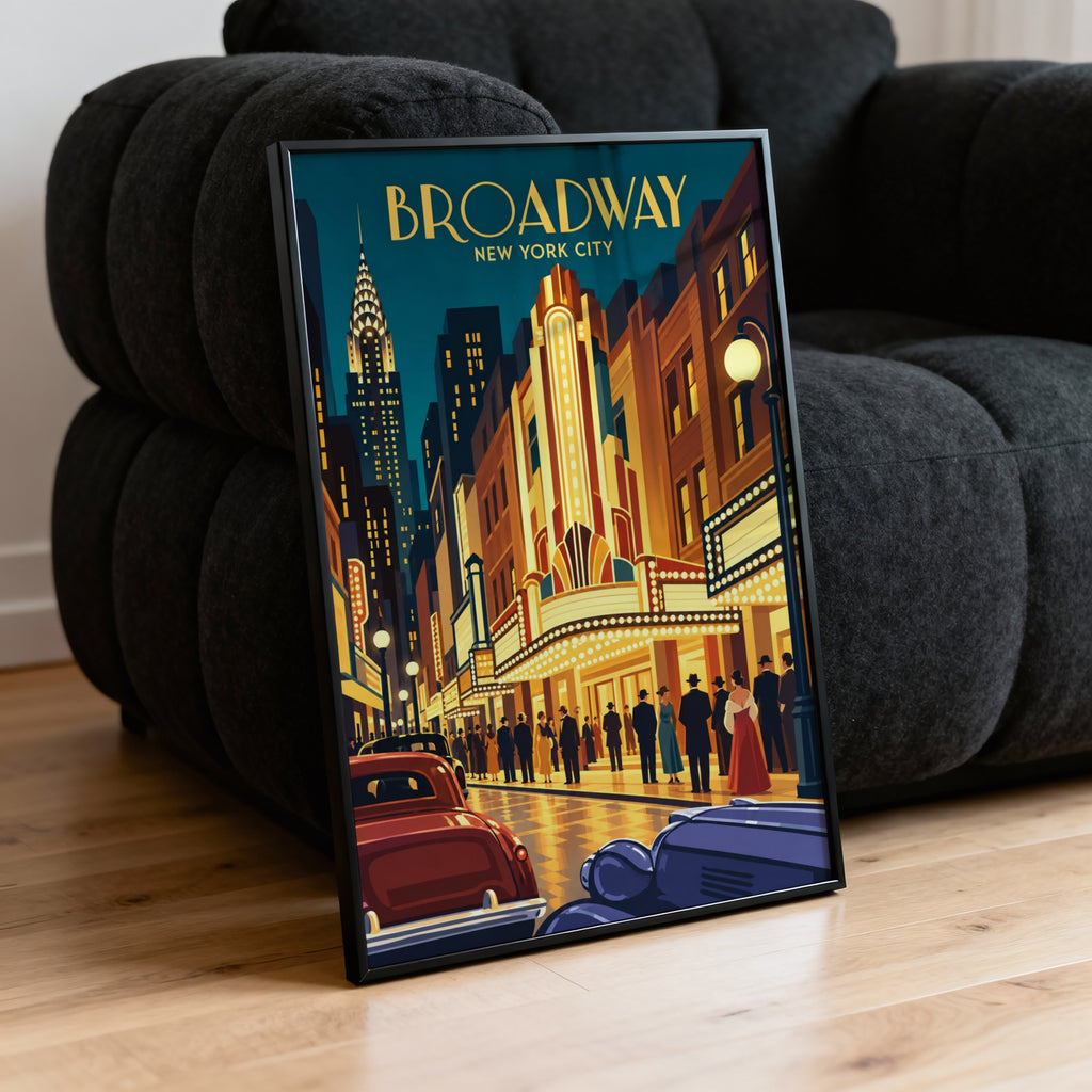 Vintage Broadway New York Poster, Art Deco Wall Art, Print