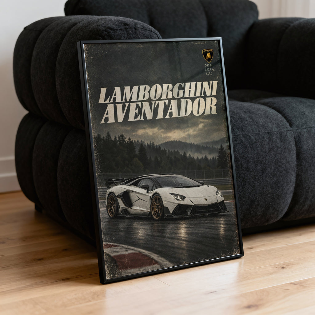 Vintage Lamborghini Aventador Print, Supercar Poster