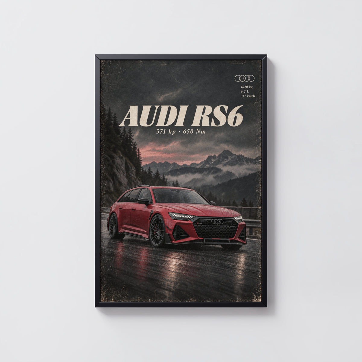 Vintage Audi RS6 Print, Car Wall Art, Avant