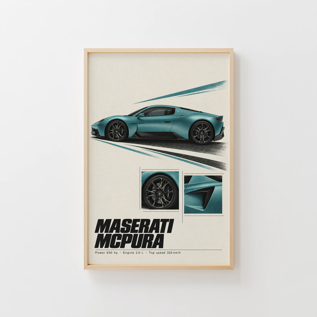 Vintage Maserati MCPura Print, Car Wall Art