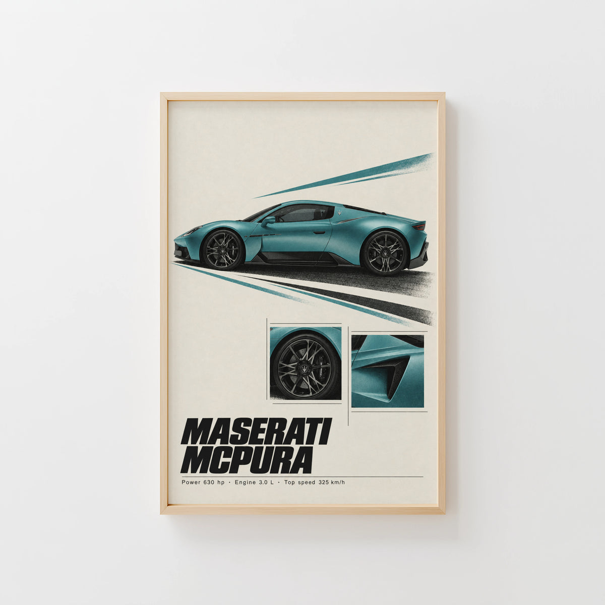 Vintage Maserati MCPura Print, Car Wall Art
