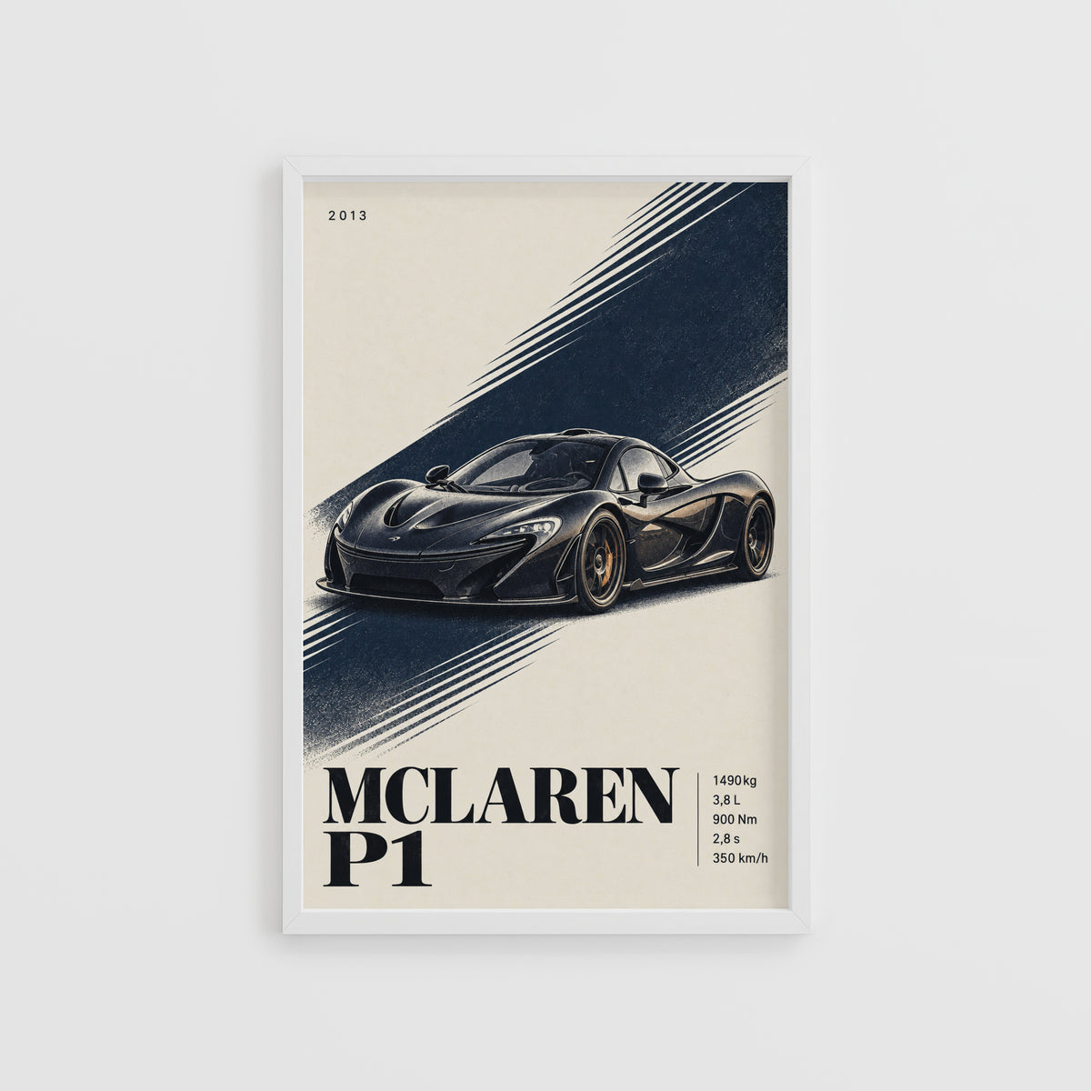 Vintage McLaren P1 Print, Supercar Wall Art