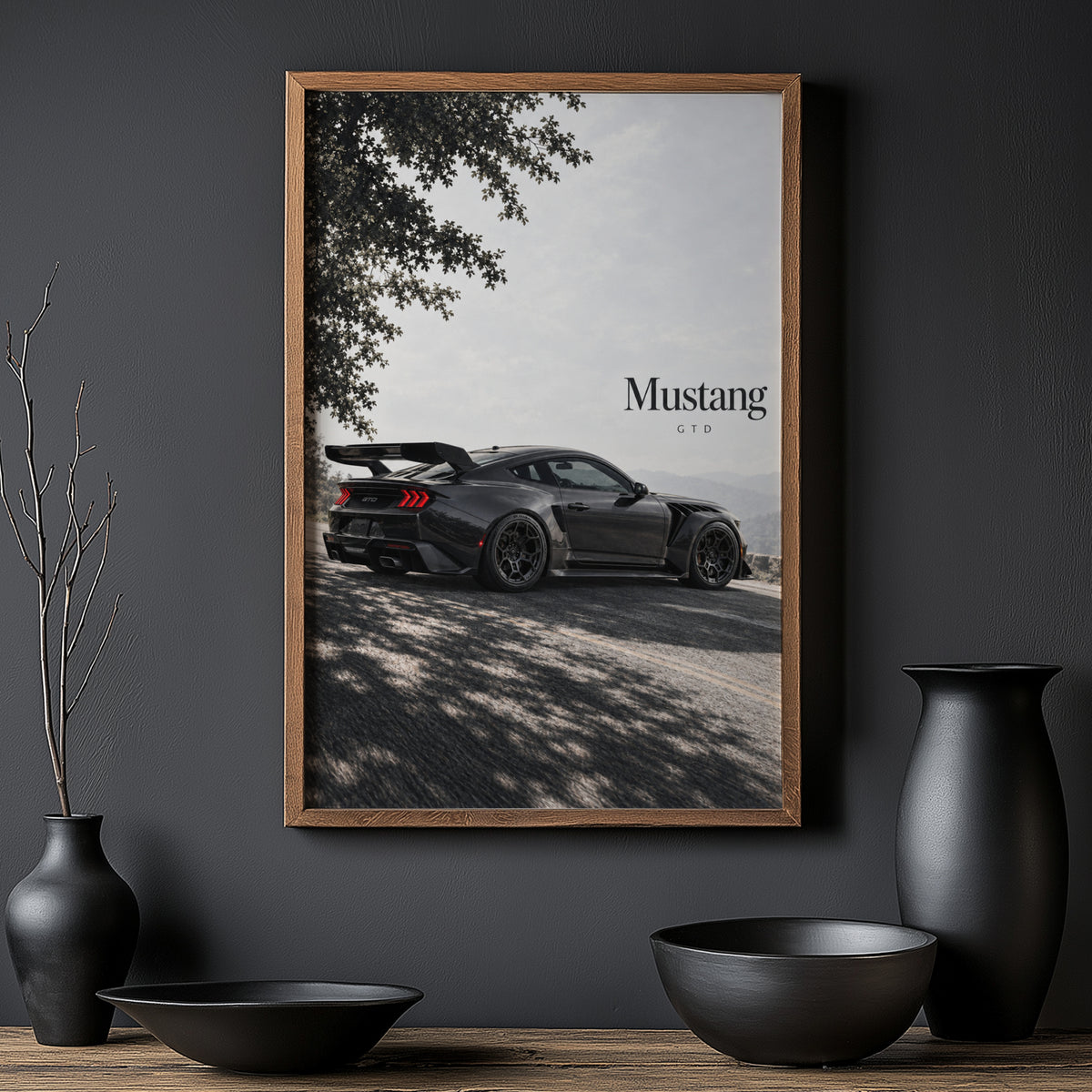 Vintage Mustang GTD Car Print, Garage Wall Art