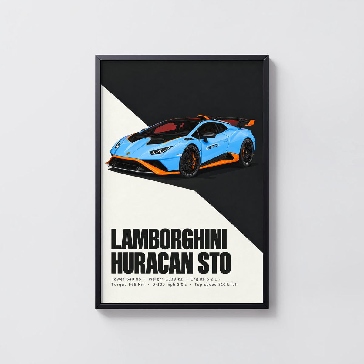 Vintage Lamborghini Huracan STO Print, Car Wall Art