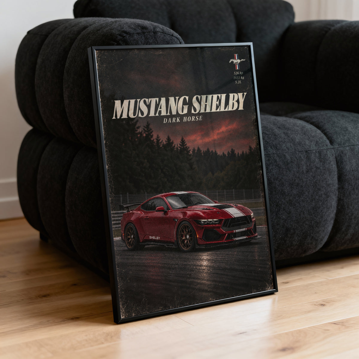 Vintage Mustang Shelby Dark Horse Print, Car Wall Art