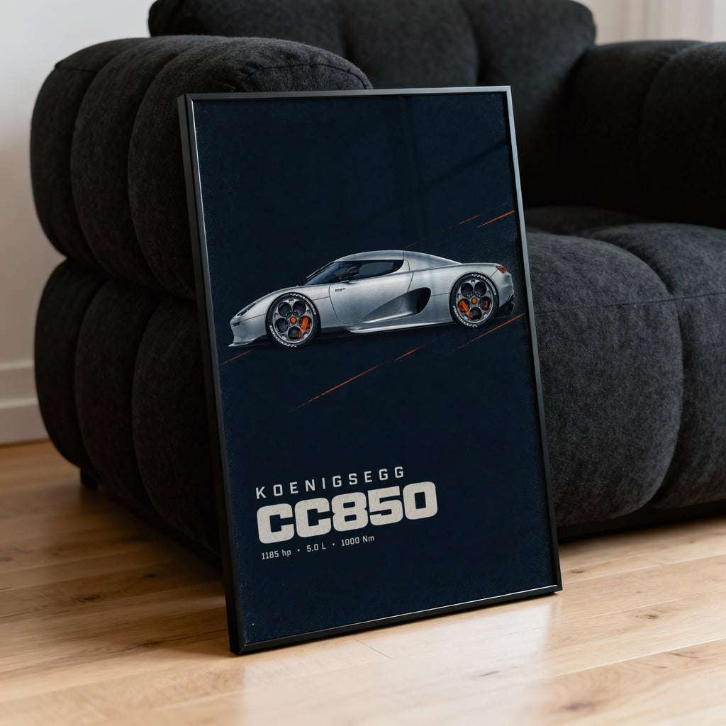 Vintage Koenigsegg CC850 Print, Supercar Wall Art
