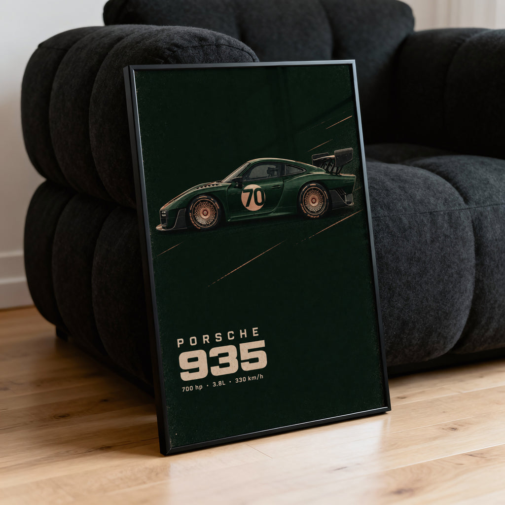 Vintage Porsche 935 Print, Racing Car Wall Art