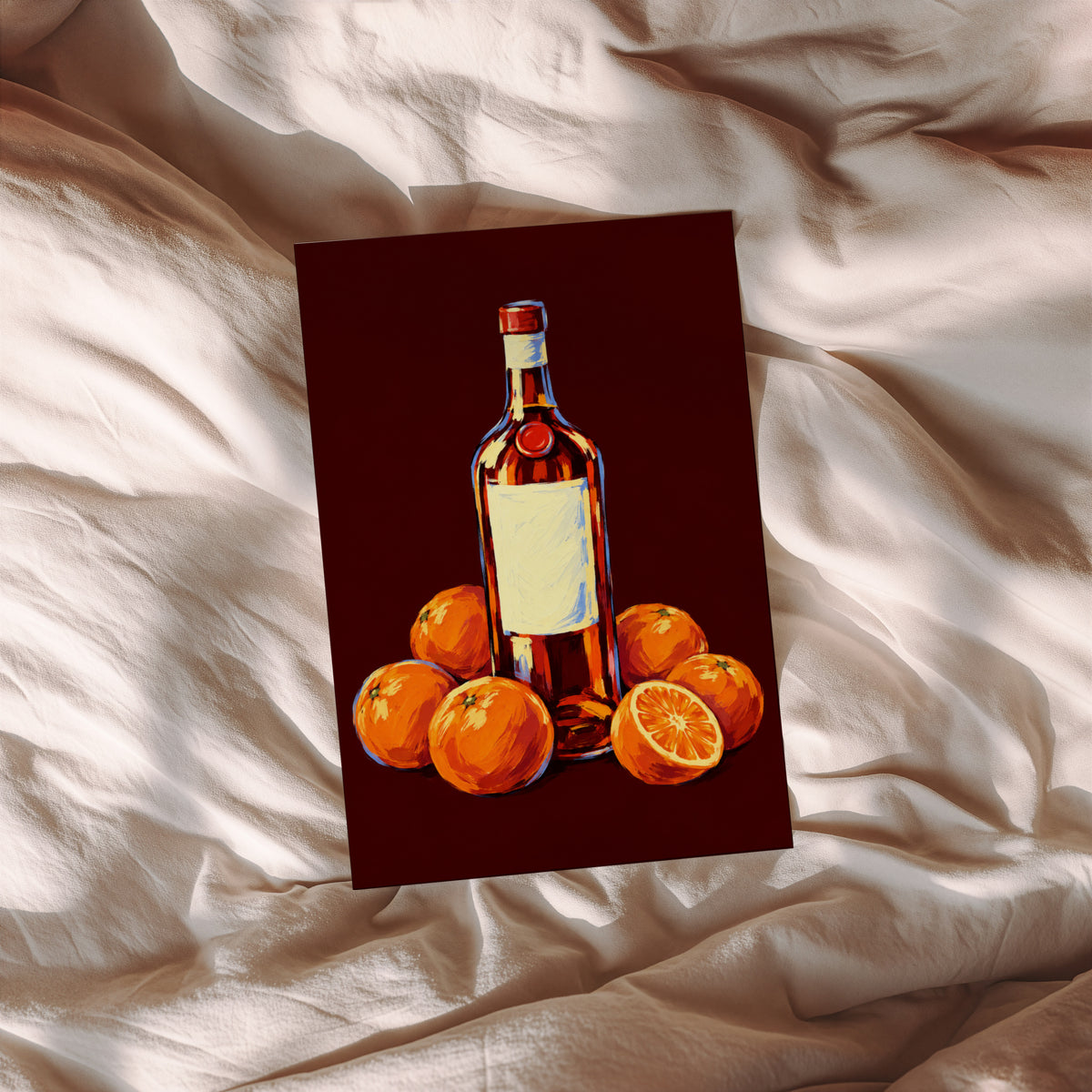 Vintage Orange Liqueur Bottle Print Poster Kitchen Art