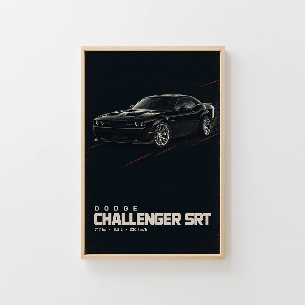 Vintage Dodge Challenger SRT Print, Muscle Car Art