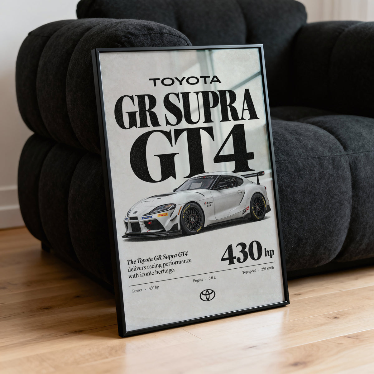 Vintage Toyota Supra GT4 Print, Race Car Wall Art