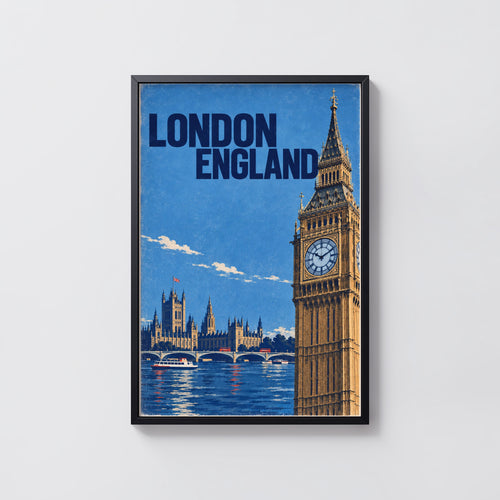 Vintage London Poster, Big Ben Wall Art, England Print