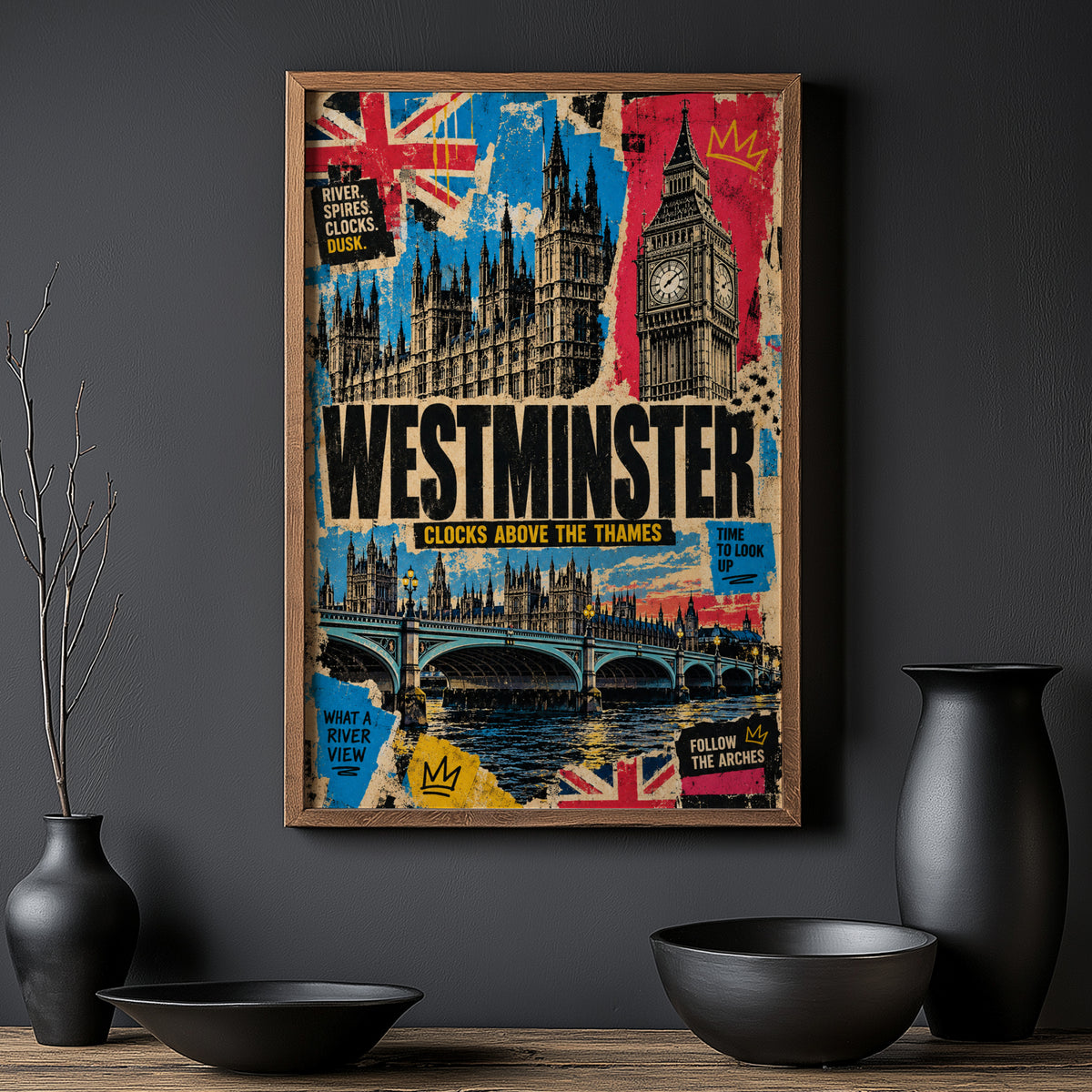 Vintage Westminster London Poster, Big Ben Wall Art Print