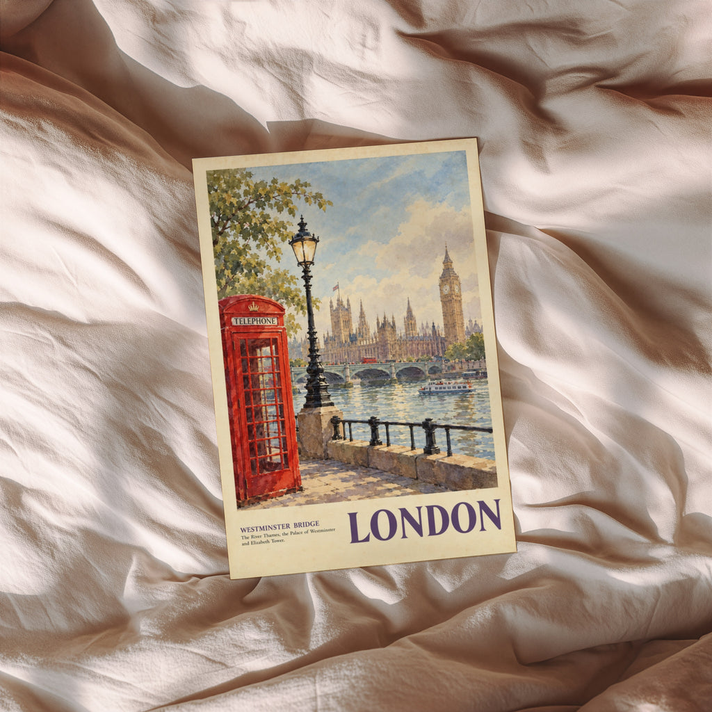 Vintage London Poster, Westminster Bridge Wall Art