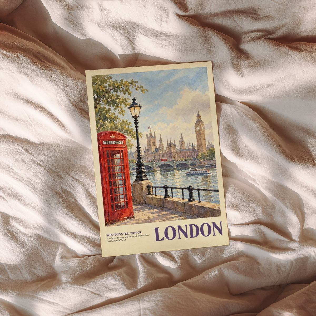 Vintage London Poster, Westminster Bridge Wall Art