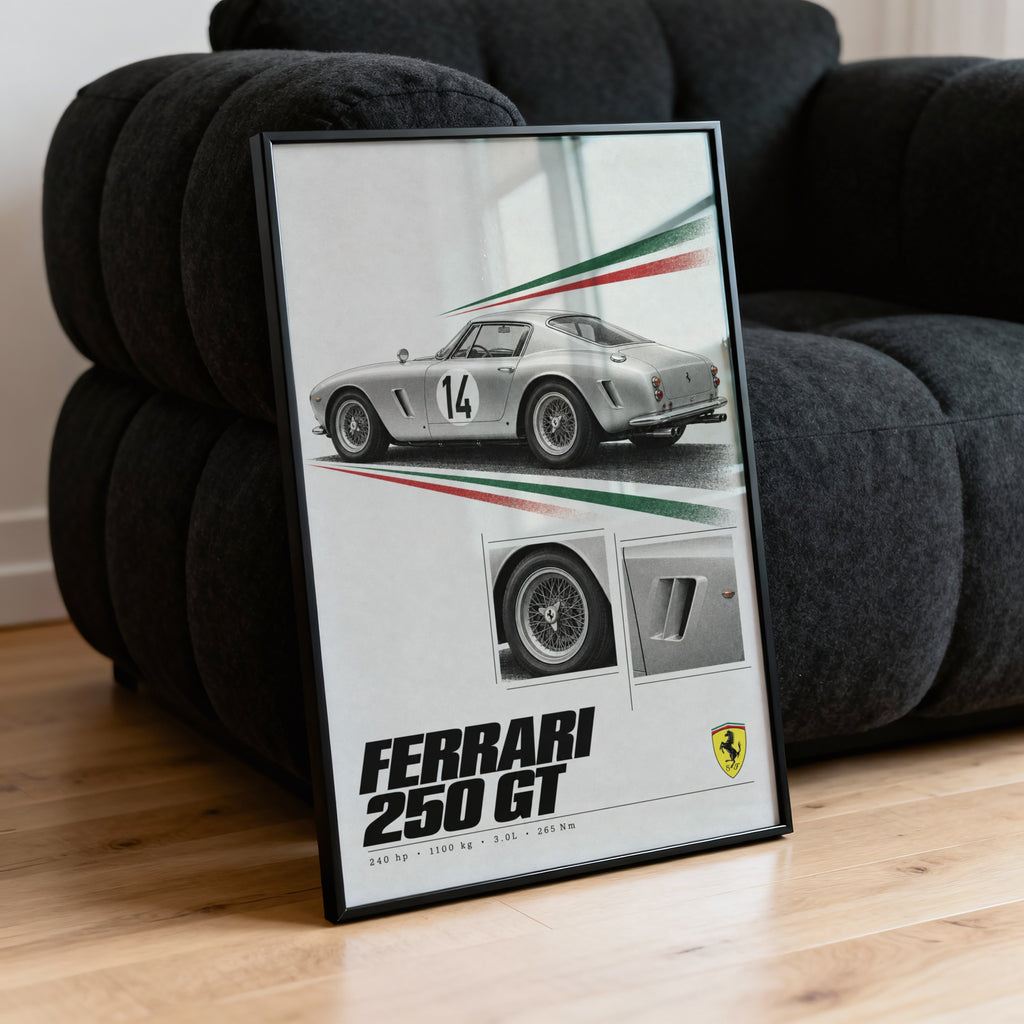 Vintage Ferrari 250 GT Print, Poster, Car Wall Art