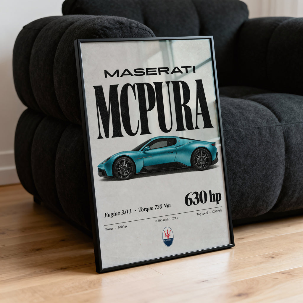 Vintage Maserati MCPura Print, Car Wall Art