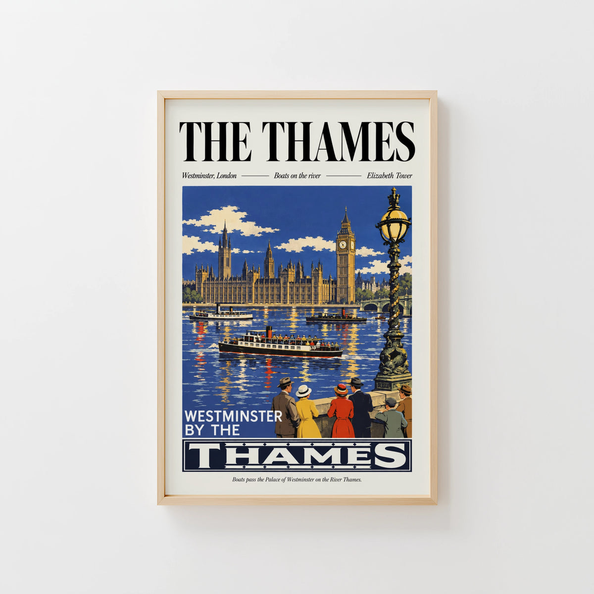 Vintage Thames Poster, Westminster London Wall Art, Print