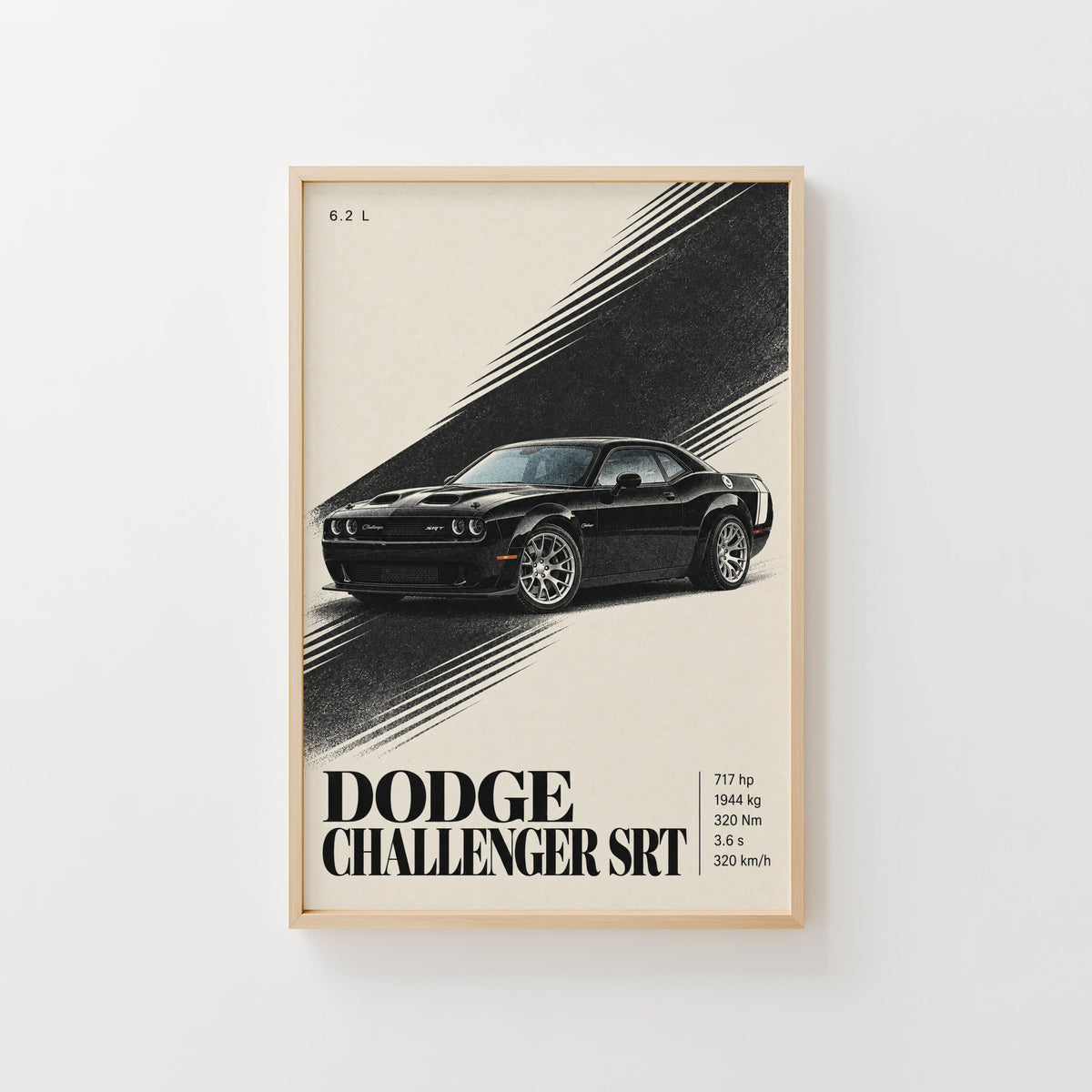 Vintage Dodge Challenger SRT Print, Car Wall Art